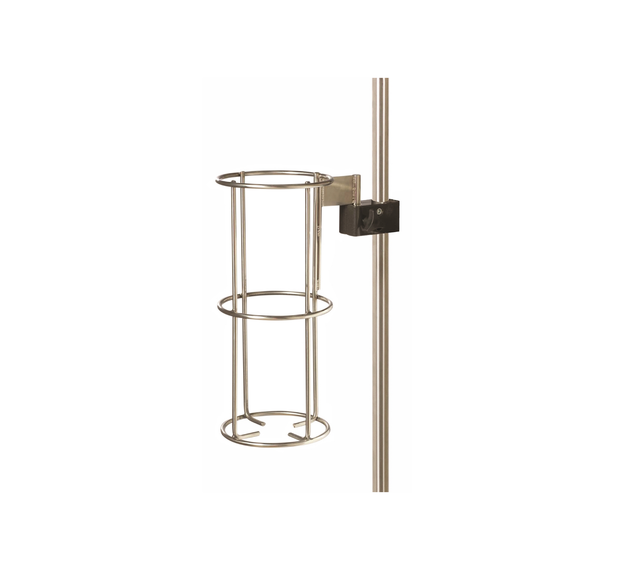 IV Pole Vertical Oxygen Bottle Holder and Clamp | Stainless Steel Furniture