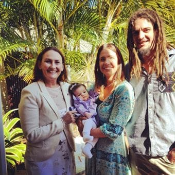 Liz Pforr celebrant with baby Willow and family Liz Pforr celebrant with baby Willow and family