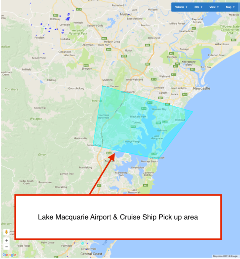 Pick Up Area Map Lake Macquarrie