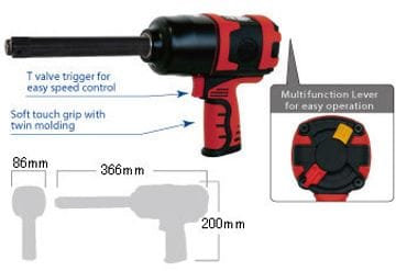Pistol Impact Wrench 3/4” With 6" Anvil