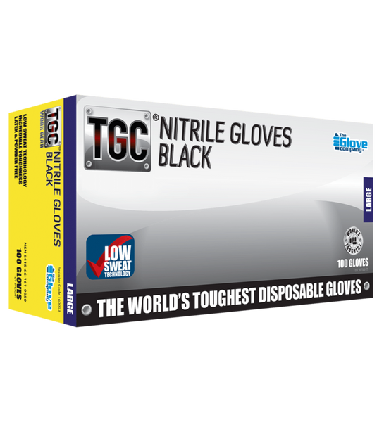 Black Nitrile Powder Free Gloves - All Sizes