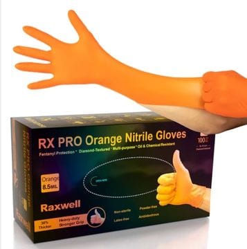 Raxwell RX PRO Orange Nitrile Gloves 8.5 - Available Sizes: S, M, L, XL, XXL