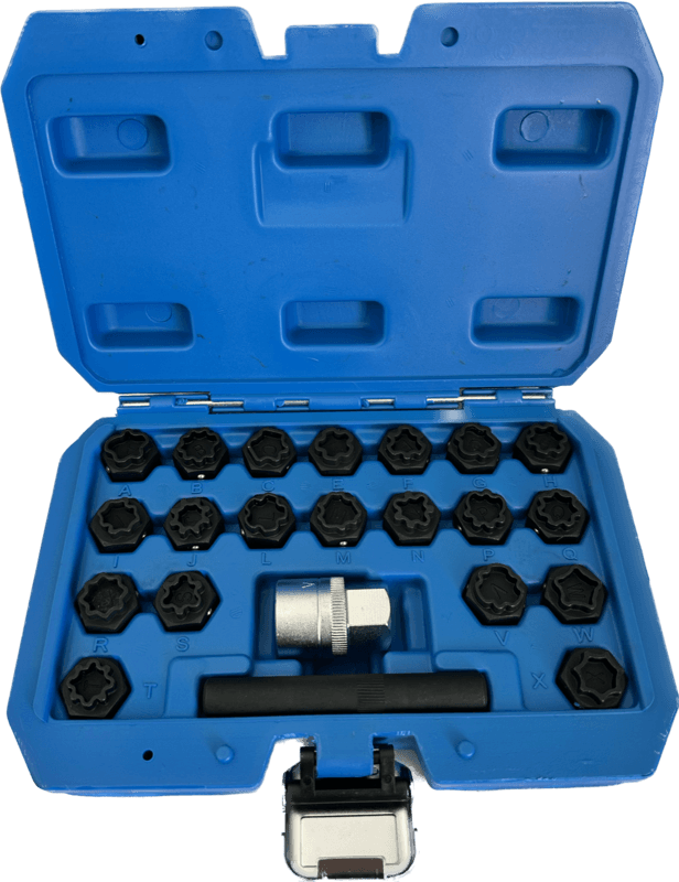 22 Piece Audi Wheel Locking Key Socket Set Pattern Style 22 Piece Audi Wheel Locking Key Socket Set Pattern Style