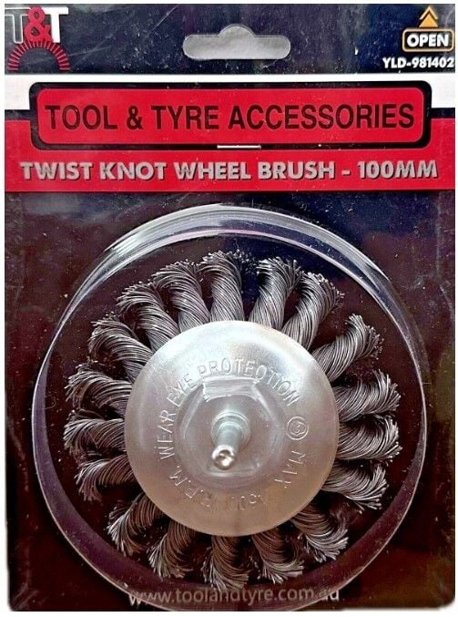 T&T Twist Knot Wheel Brush - 100mm With Arbour T&T Twist Knot Wheel Brush - 100mm With Arbour