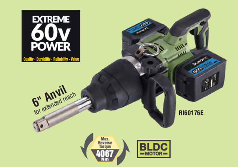 Battery Operated Impact Wrench 1"Dr 6" Anvil Li-Ion 60V Kit