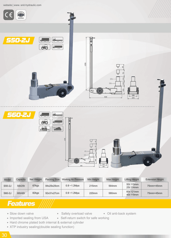 Snit 2-Stage Pneumatic Hydraulic Jack – 50T / 25T – High Lift