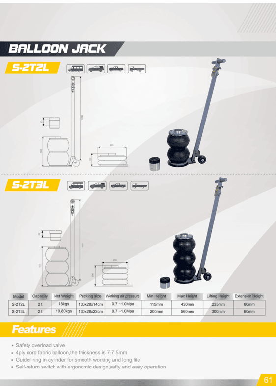 Snit 2 Tonne 2-Balloon Air Jack – Long Handle