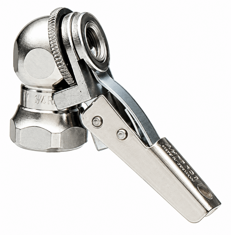 Ball Foot Single Clip Lock On Tyre Air Chuck 1/4" Female Thread - Made In Poland Ball Foot Single Clip Lock On Tyre Air Chuck 1/4" Female Thread - Made In Poland