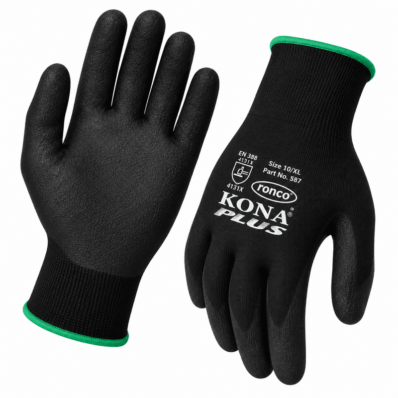 Black Stealth Ronin General Purpose Work Gloves &ndash; Black Nitrile Foam Coated