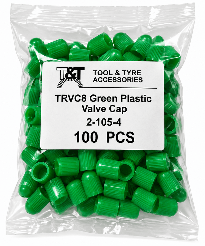 Green Plastic Tyre Valve Caps &ndash; Nitrogen Identification &ndash; Bag of 100