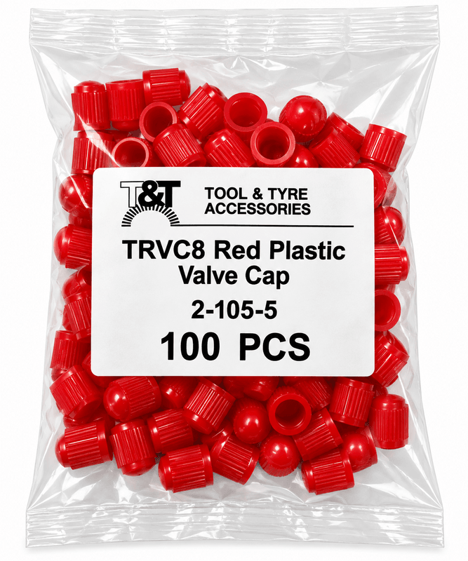 Red Plastic Tyre Valve Caps &ndash; Nitrogen Identification &ndash; Bag of 100