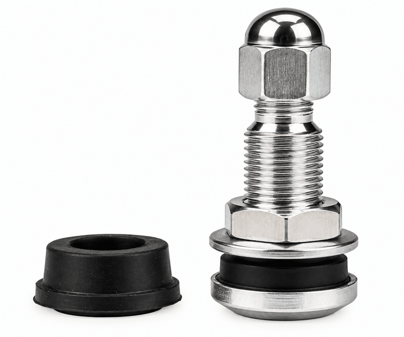 Chrome Bolt-In Mag Wheel Tyre Valve &ndash; Suits .453" & .625" Rim Holes