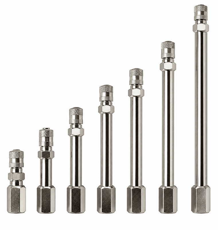 Chrome Tyre Valve Extensions &ndash; Available in 7 Sizes from 40mm to 150mm