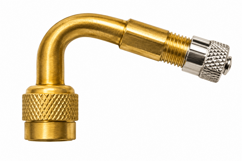 45 Degree Brass Tyre Valve Extension &ndash; Free-Spinning Connection