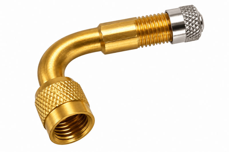 90 Degree Brass Tyre Valve Extension &ndash; Free-Spinning Connection