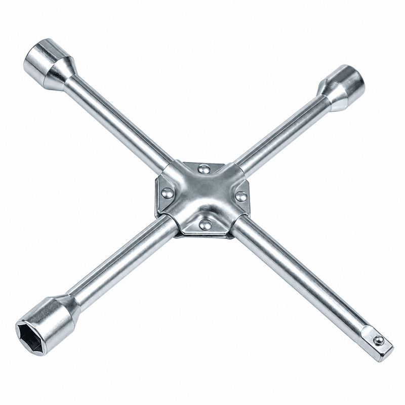4-Way Wheel Brace Spanner &ndash; 17mm, 19mm, 21mm & 1/2" Drive