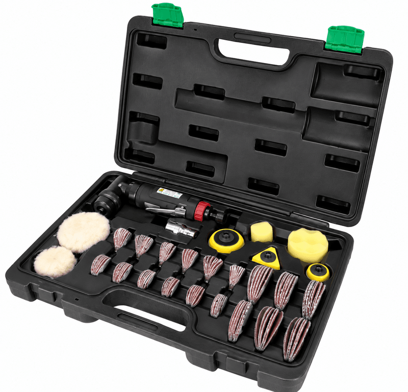 T&T Heavy-Duty Orbital Air Angle Sander Kit – 180 Piece T&T Heavy-Duty Orbital Air Angle Sander Kit – 180 Piece