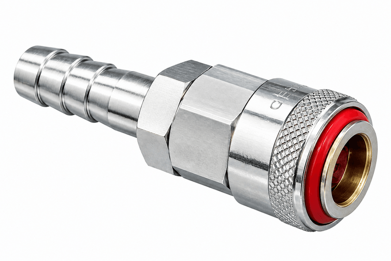 Euro Style Air Fitting Quick Coupling – 12mm Hose Barb – Stainless Steel Euro Style Air Fitting Quick Coupling – 12mm Hose Barb – Stainless Steel