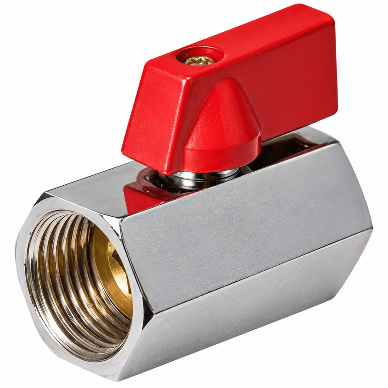 Mini Ball Valve &ndash; Female 1/4" BSP &ndash; Nickel-Plated Brass
