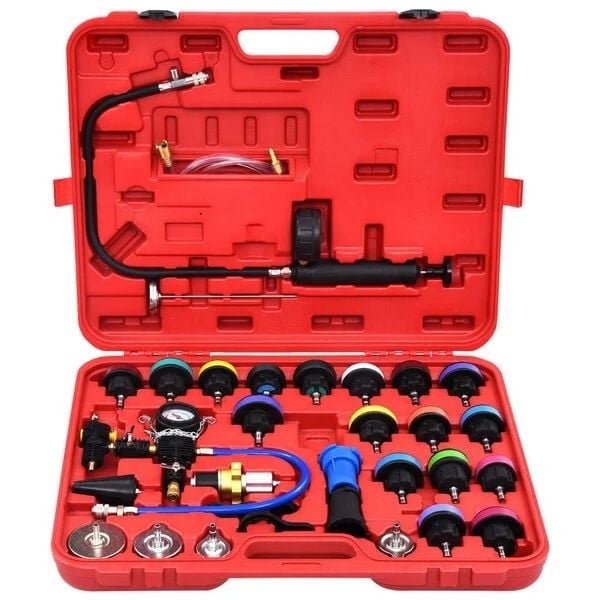 Deluxe 27 Piece Radiator Pressure Test, Vacuum Purge & Refill Kit