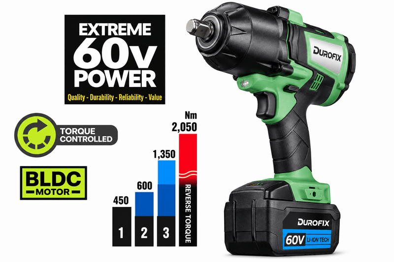 Battery Operated 1/2" Drive 60V Li-Ion Impact Wrench Kit &ndash; 2050Nm