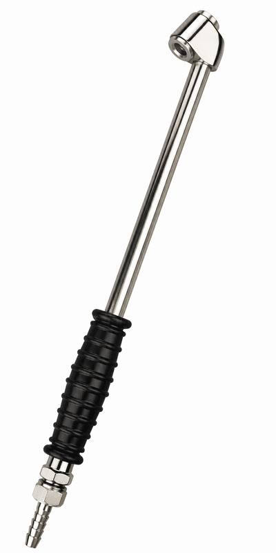 Angled Dual Foot Air Chuck with Rubber Grip & 1/4" Barb &ndash; Closed Style