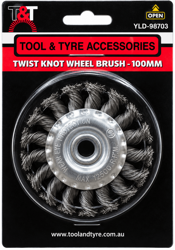 T&T Twist Knot Wheel Brush &ndash; 100mm &ndash; Heavy Duty