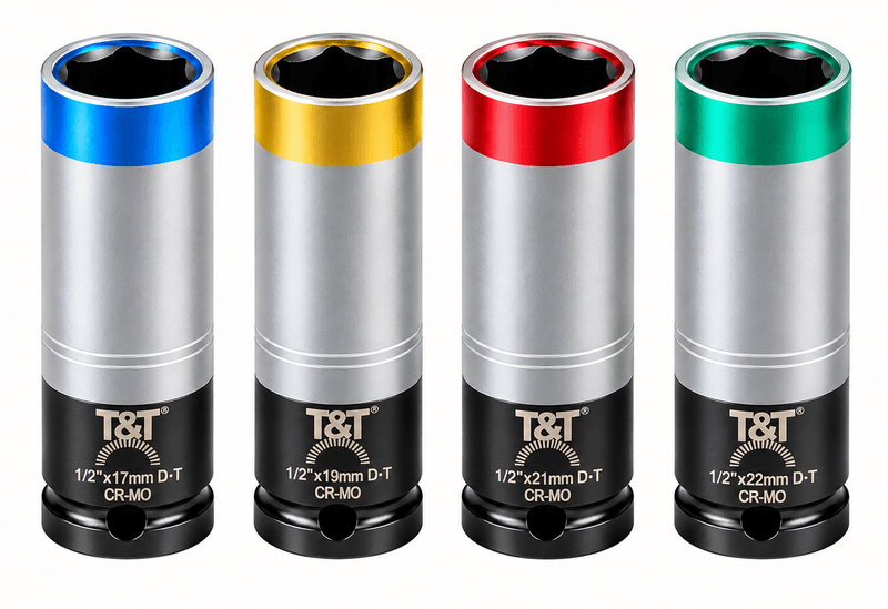4 Piece 1/2” Drive Wheel Nut Socket Set Thin Wall Deep Impact Metric 4 Piece 1/2” Drive Wheel Nut Socket Set Thin Wall Deep Impact Metric
