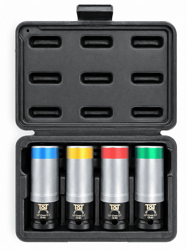 4 Piece 1/2” Drive Wheel Nut Socket Set Thin Wall Deep Impact Metric