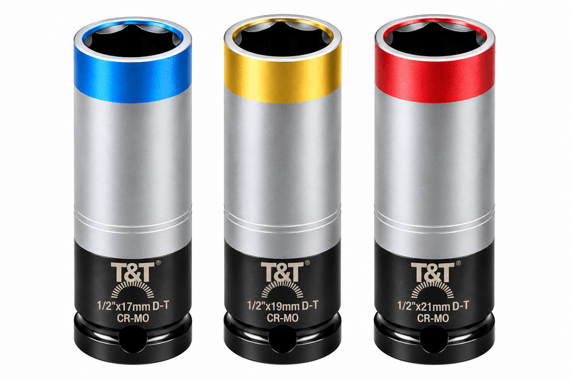3 Piece 1/2&rdquo; Drive Wheel Nut Socket Set Thin Wall Deep Impact Metric