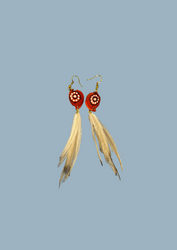 Hakea Seed with Emu Feathers Earrings