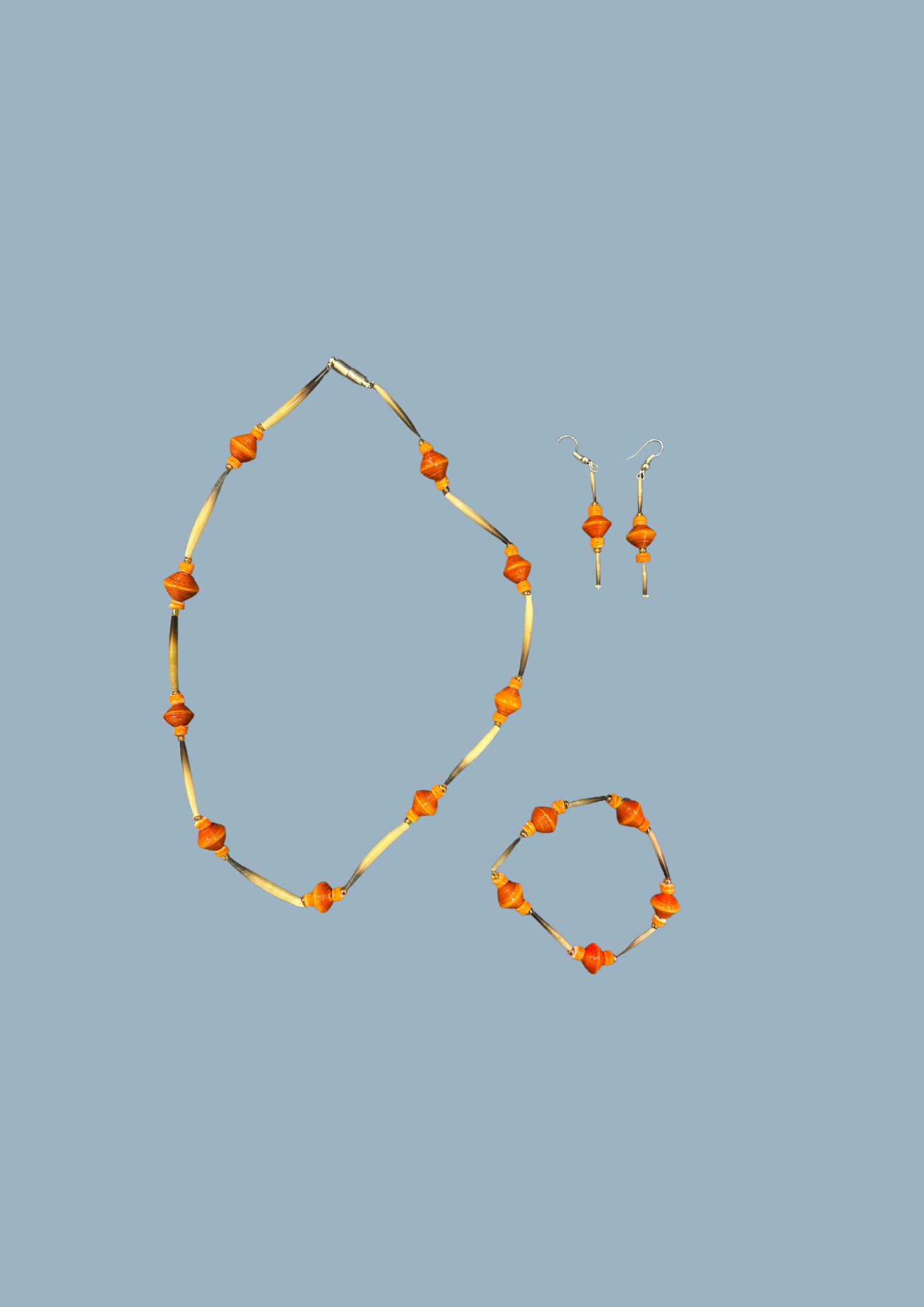 Jewellery Set with Echnida Quills - Orange