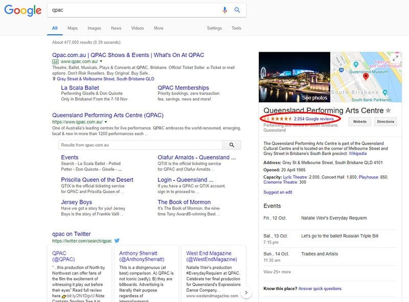 Google Reviews Search Results Desktop