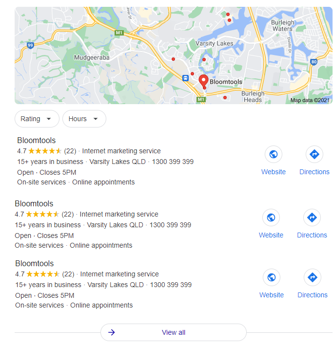 Google My Business listing