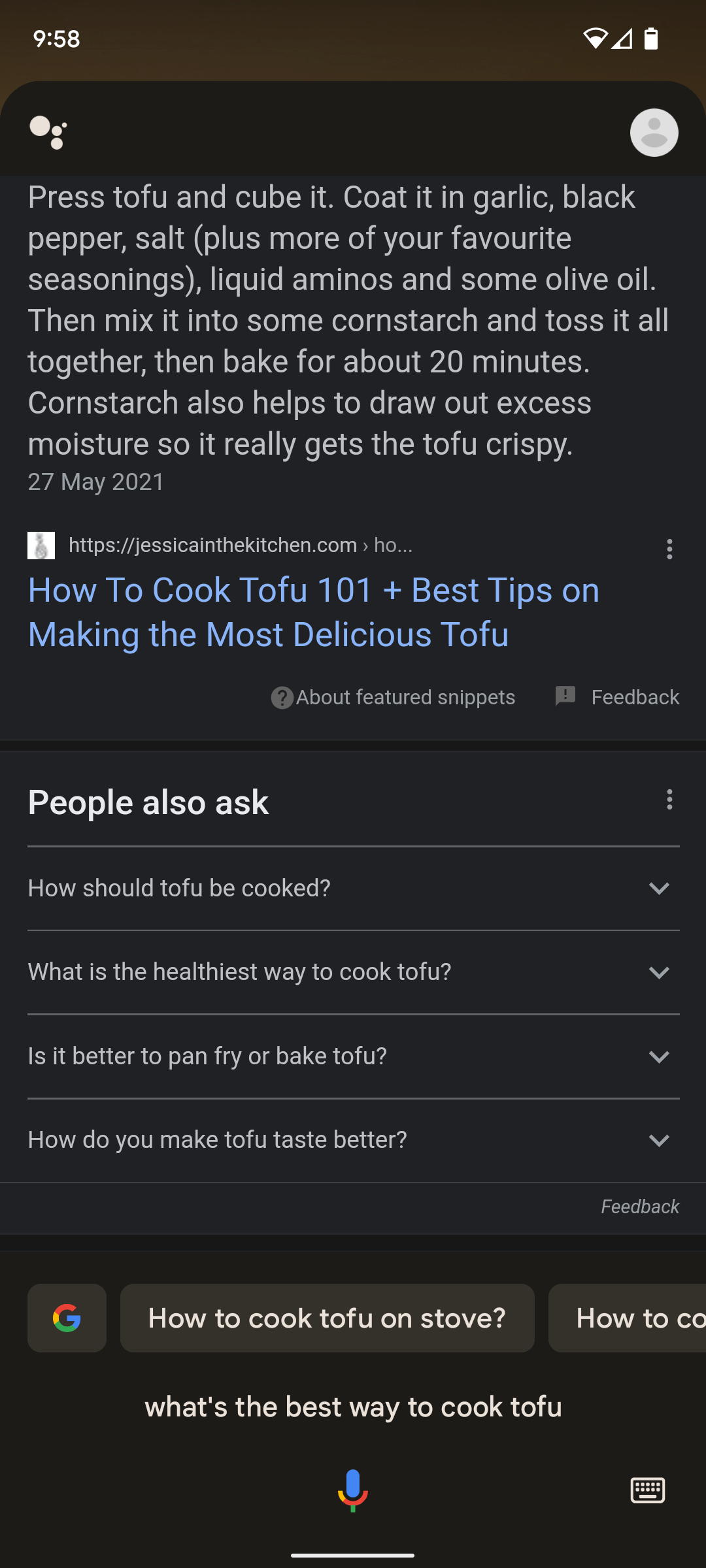 Voice search example