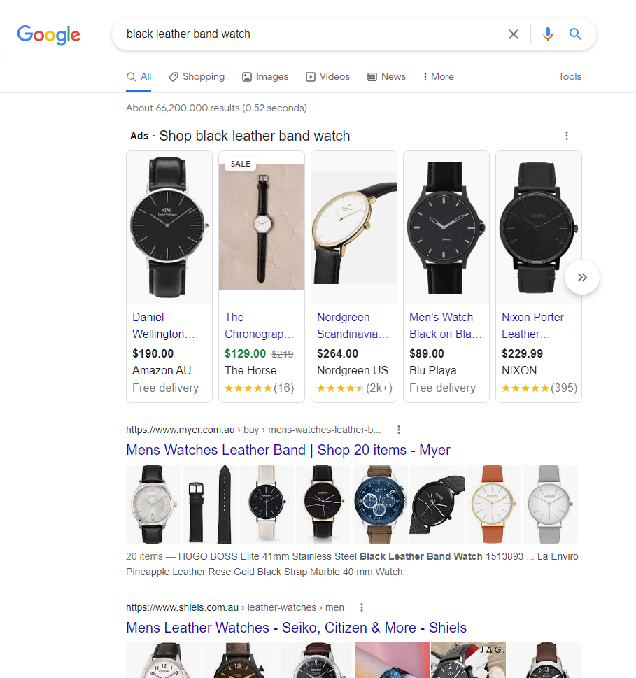 Google Search for Shopping Example - Bloomtools SEO