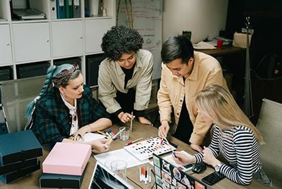 Team working together at a table