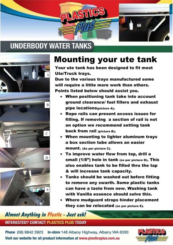 Under Tray Ute Tank Angled 25L