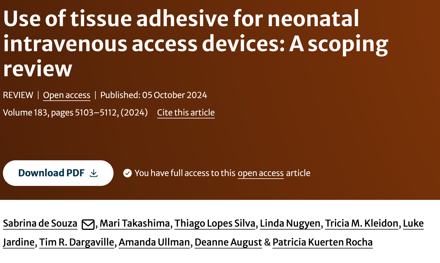 Tissue Adhesive for Neonatal Intravenous Access: A Promising Innovation?