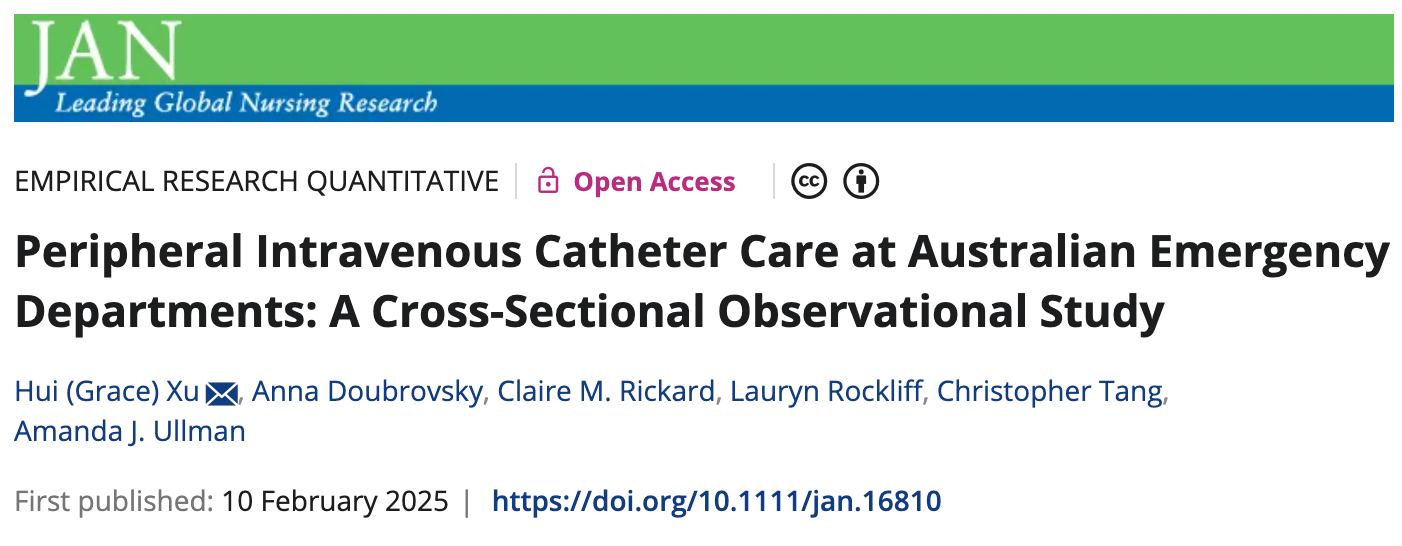 Peripheral Intravenous Catheter Care in Australian Emergency Departments: Are We Meeting Standards?