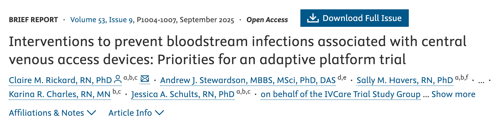 Preventing CVAD Infections: What Should We Test Next?