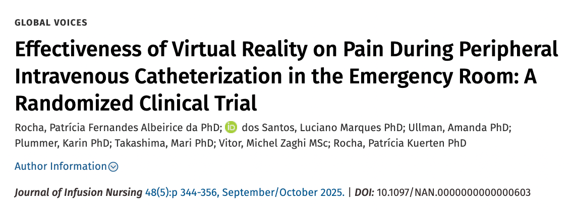 Effectiveness of Virtual Reality on Pain During PIVC Insertion in the Emergency Room