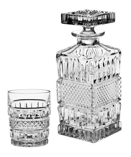 BOHEMIA CRYSTAL BRITTANY WHISKY  SET 1 Decanter + 6 Glasses