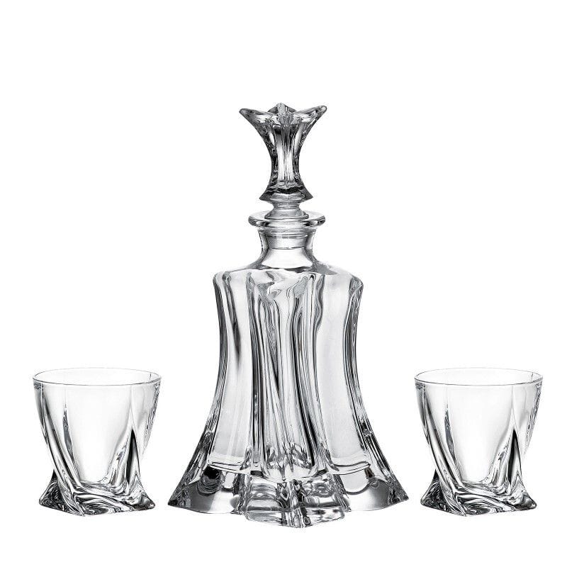 BOHEMIA CRYSTAL FLORALE SET 1 x Decanter + 2 Glasses