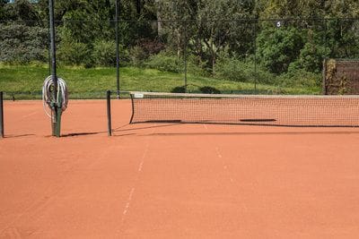 Red porous tennis court