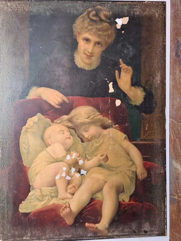 Image restoration in progress of paper on canvas artwork Restoration Images Image -61145cbbe5aef