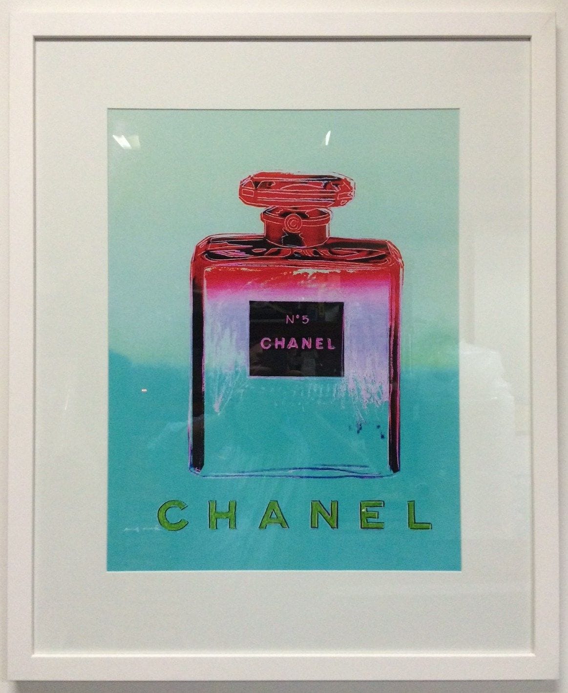 Vintage Andy Warhol Chanel No5 Poster 1997 Blue Green Version