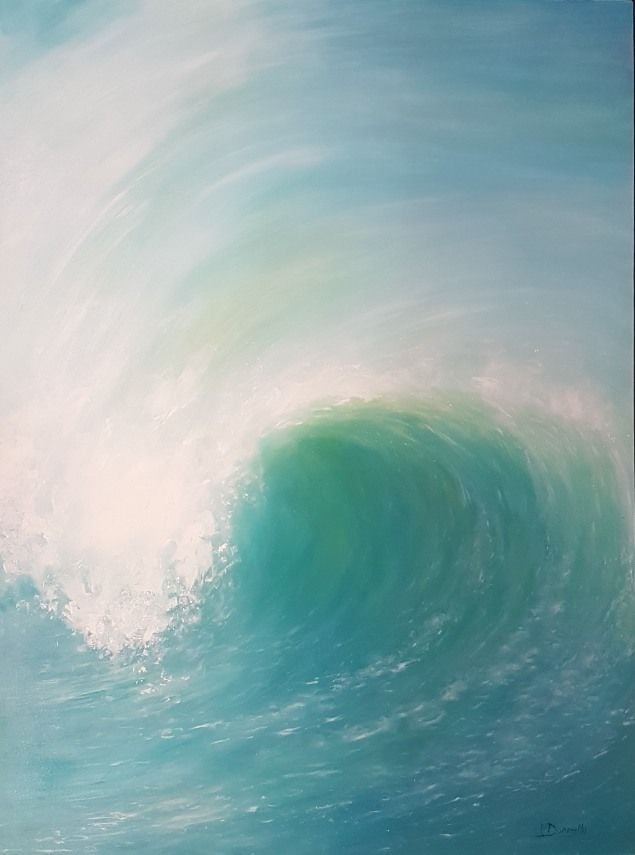 Wave - Vertical Aqua by Imelda Donnelly