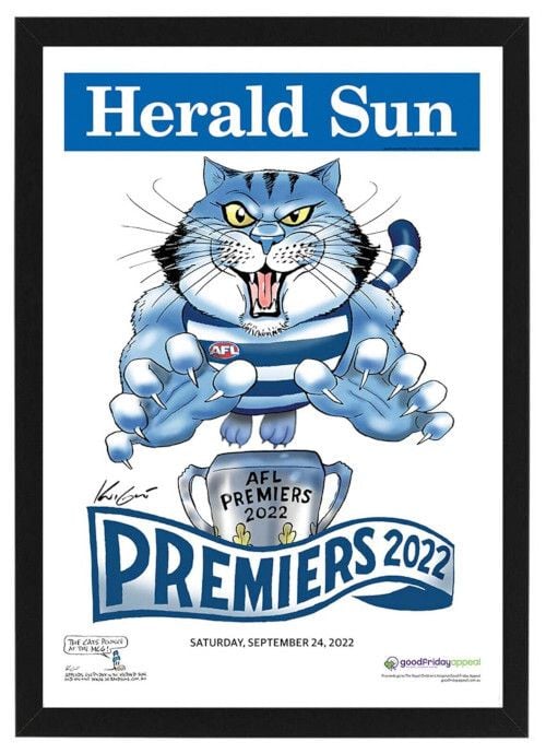 Framed 2022 Geelong Cats AFL Premiers Poster, 62cm X 44.5cm, Australian Made