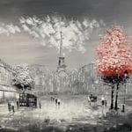 Eiffel Tower with Red Tree